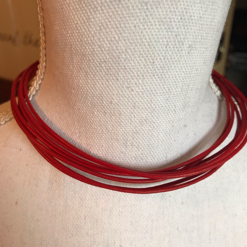 Red leather choker